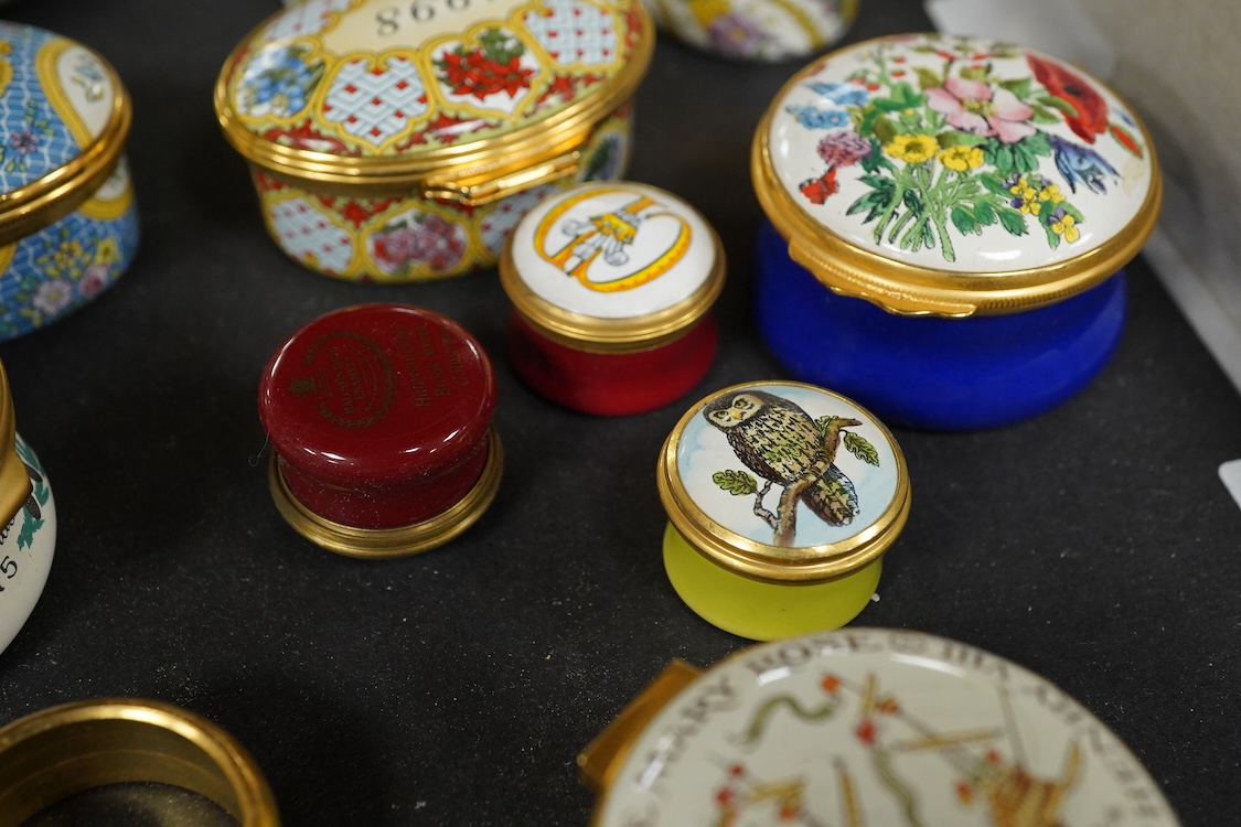 A collection of Halcyon days enamel patch boxes to include one commemorating the Mary Rose ship